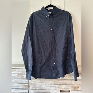 🔹 Hawker Rye Navy Micro Dot Button Down Shirt L 100% Cotton